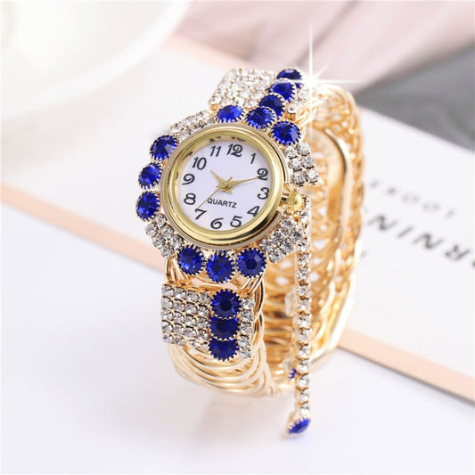 Ladies Bracelet Watch Quartz Watch Personality Wild Watch with Diamonds Pendant(Blue) - Bracelet Watches by buy2fix | Online Shopping UK | buy2fix