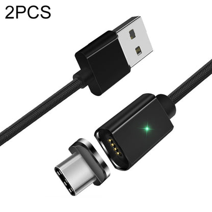 2 PCS ESSAGER Smartphone Fast Charging and Data Transmission Magnetic Cable with USB-C / Type-C Magnetic Head, Cable Length: 2m(Black) - Mobile Accessories by buy2fix | Online Shopping UK | buy2fix
