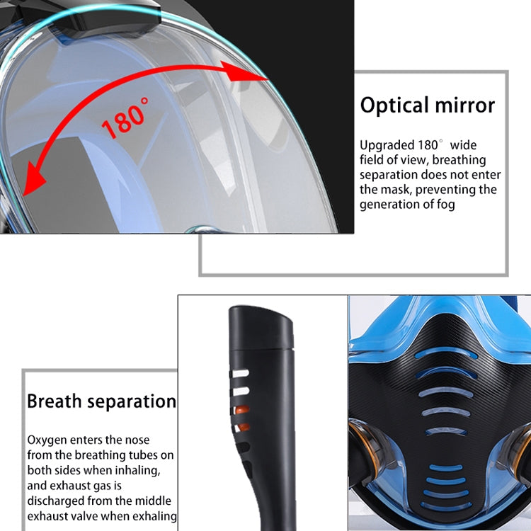 Snorkeling Mask Double Tube Silicone Full Dry Diving Mask Adult Swimming Mask Diving Goggles, Size: S/M(Black/Blue) - DJI & GoPro Accessories by buy2fix | Online Shopping UK | buy2fix