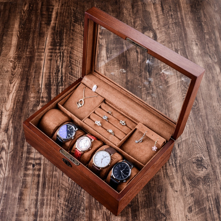 Wooden Watch Storage Box Jewelry Double-Layer Storage Display Box With Lock - Watch Storages by buy2fix | Online Shopping UK | buy2fix