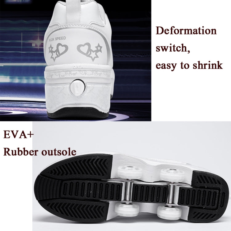 Two-Purpose Skating Shoes Deformation Shoes Double Row Rune Roller Skates Shoes, Size: 39(Low-top Without Light (White)) - Outdoor & Sports by buy2fix | Online Shopping UK | buy2fix