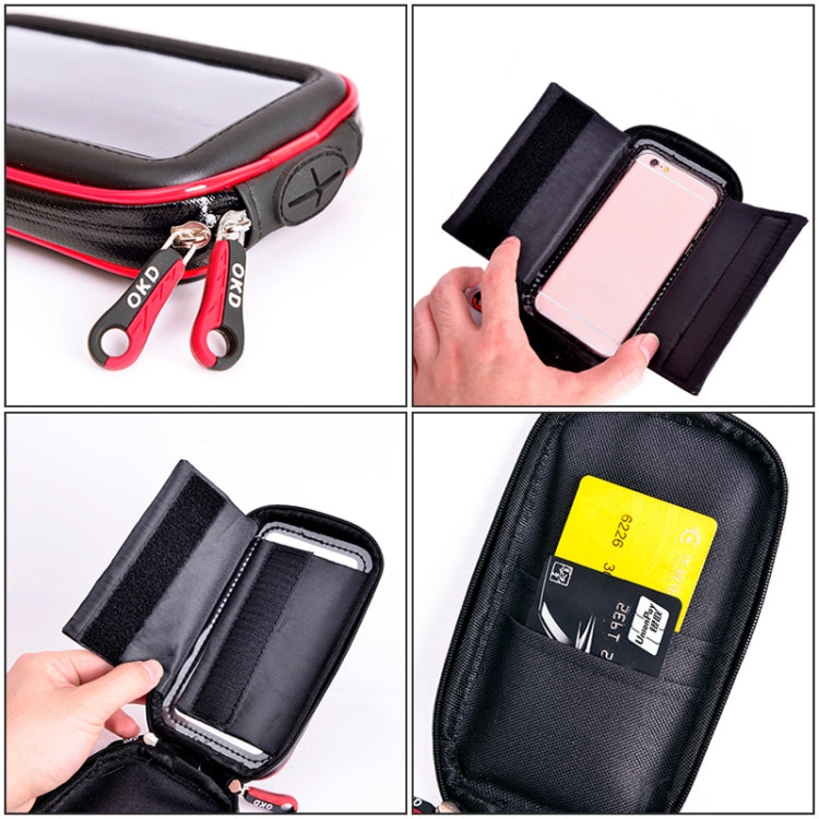 OKD Motorcycle Bicycle Touch Screen Waterproof Mobile Phone Bag Bracket L(Upgrade+U-shaped Base) - Bicycle Bags by buy2fix | Online Shopping UK | buy2fix