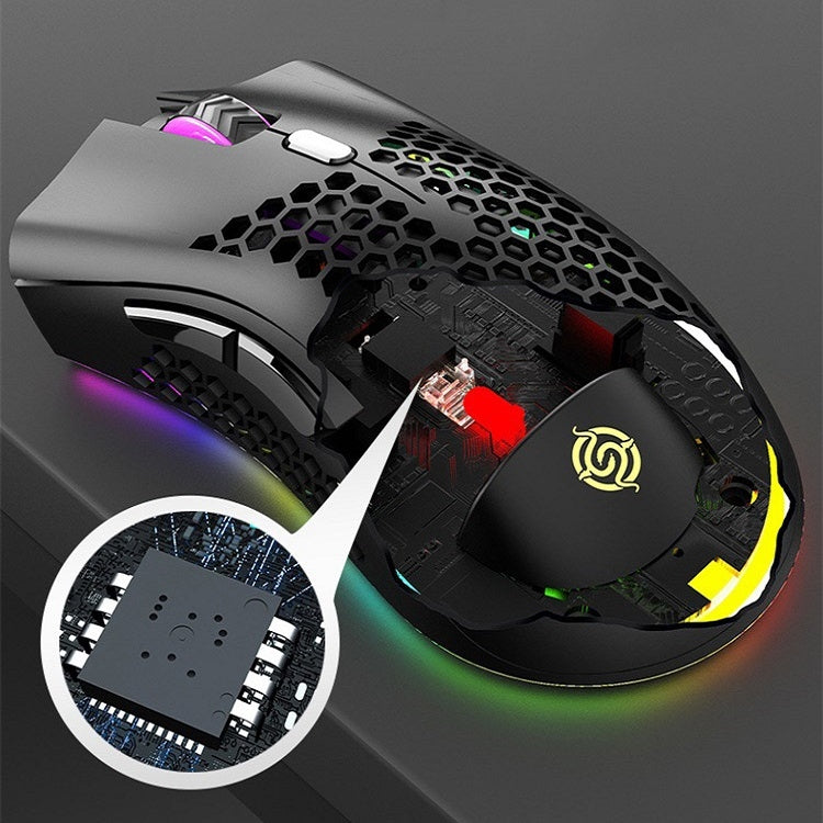 K-Snake BM600 1600 DPI 7-keys Hollow Lightweight Wireless Charging RGB Colorful Gaming Mouse(Wireless BM600 Black) - Wireless Mice by K-Snake | Online Shopping UK | buy2fix