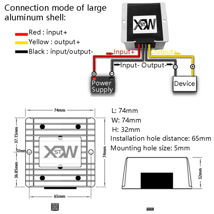 XWST DC 12/24V To 5V Converter Step-Down Vehicle Power Module, Specification: 12/24V To 5V 30A Large Aluminum Shell -  by buy2fix | Online Shopping UK | buy2fix