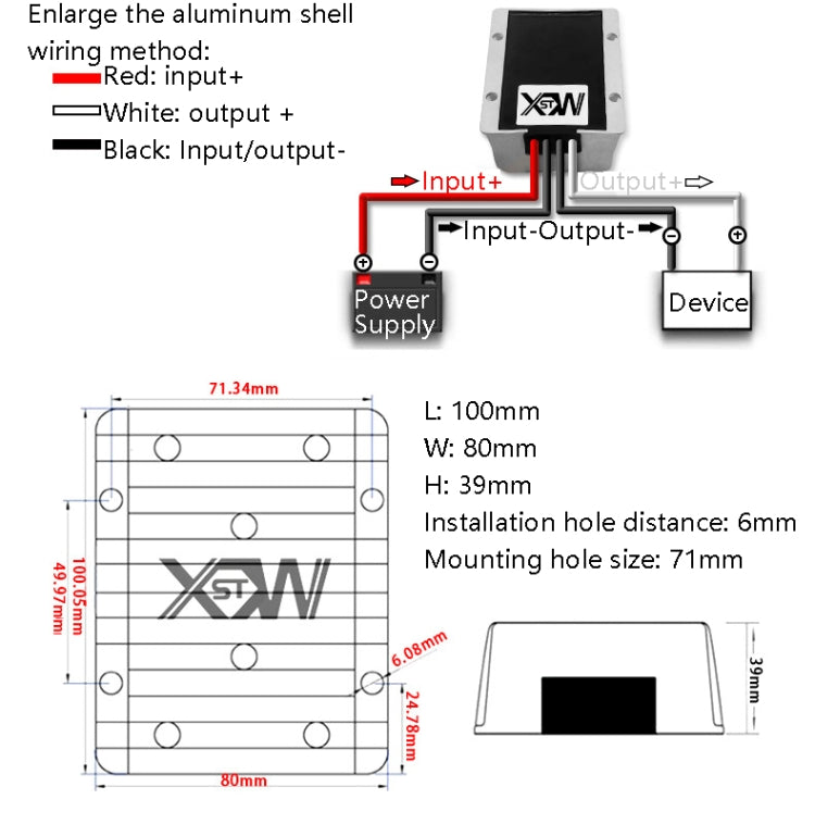 XWST DC 12/24V To 5V Converter Step-Down Vehicle Power Module, Specification: 12/24V To 5V 40A Extra Large Aluminum Shell -  by buy2fix | Online Shopping UK | buy2fix