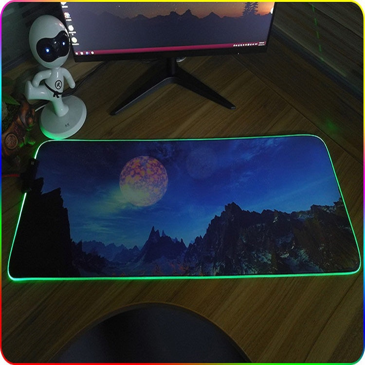 300x350x3mm F-01 Rubber Thermal Transfer RGB Luminous Non-Slip Mouse Pad(Snow Peak) - Mouse Pads by buy2fix | Online Shopping UK | buy2fix