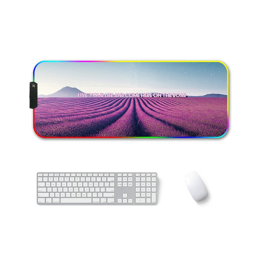 300x800x4mm F-01 Rubber Thermal Transfer RGB Luminous Non-Slip Mouse Pad(Lavender) - Mouse Pads by buy2fix | Online Shopping UK | buy2fix