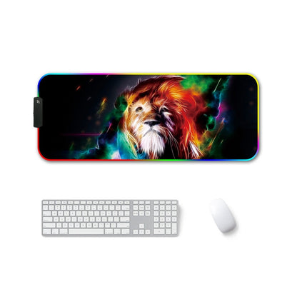 350x900x3mm F-01 Rubber Thermal Transfer RGB Luminous Non-Slip Mouse Pad(Colorful Lion) - Mouse Pads by buy2fix | Online Shopping UK | buy2fix