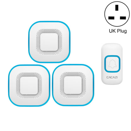 CACAZI V028F 1 For 3 Wireless Music Doorbell without Battery, Plug:UK Plug(White) - Wireless Doorbell by CACAZI | Online Shopping UK | buy2fix