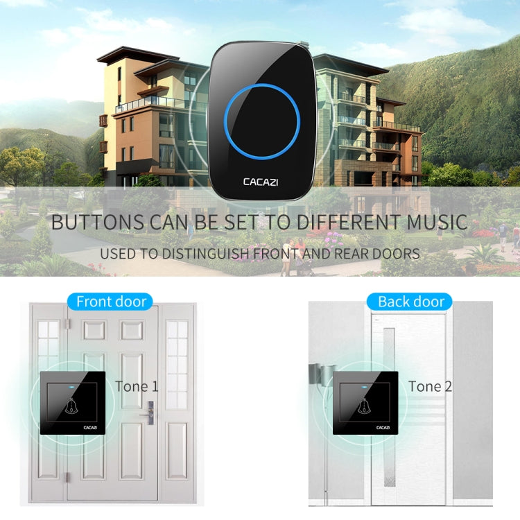 CACAZI H10 1 For 1 Wireless Smart Doorbell without Battery, Plug:US Plug(Black) - Wireless Doorbell by CACAZI | Online Shopping UK | buy2fix