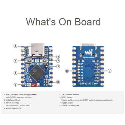 Waveshare ESP32-S3 Mini Development Board, Based On ESP32-S3FH4R2 Dual-Core Processor without Header - Boards & Shields by Waveshare | Online Shopping UK | buy2fix