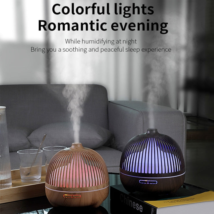 Bird Cage Wood Graphic Aromatherapy Machine Ultrasonic Smart Home Colorful Night Light Hollow Humidifier, Product specifications: EU Plug(Light Wood Pattern) - Home & Garden by buy2fix | Online Shopping UK | buy2fix