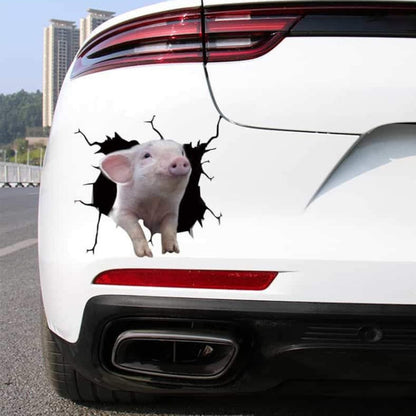 6 PCS Animal Wall Stickers Pig Hoisting Car Window Static Stickers(Pig 02) - In Car by buy2fix | Online Shopping UK | buy2fix