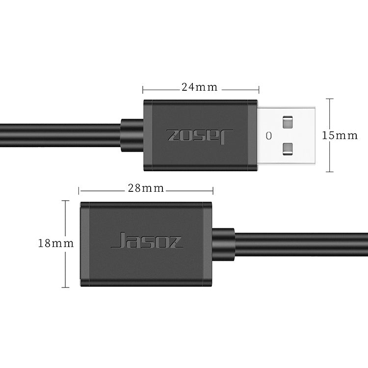 3 PCS Jasoz USB Male to Female Oxygen-Free Copper Core Extension Data Cable, Colour: Black 1m - USB Cable by buy2fix | Online Shopping UK | buy2fix