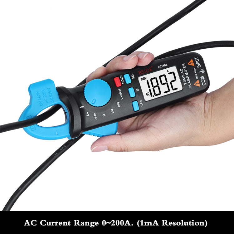 BSIDE ACM81 Digital Clamp Meter Auto-Rang 1mA Accuracy 200A Current DC AC Multimeter(Black) - Digital Multimeter by BSIDE | Online Shopping UK | buy2fix