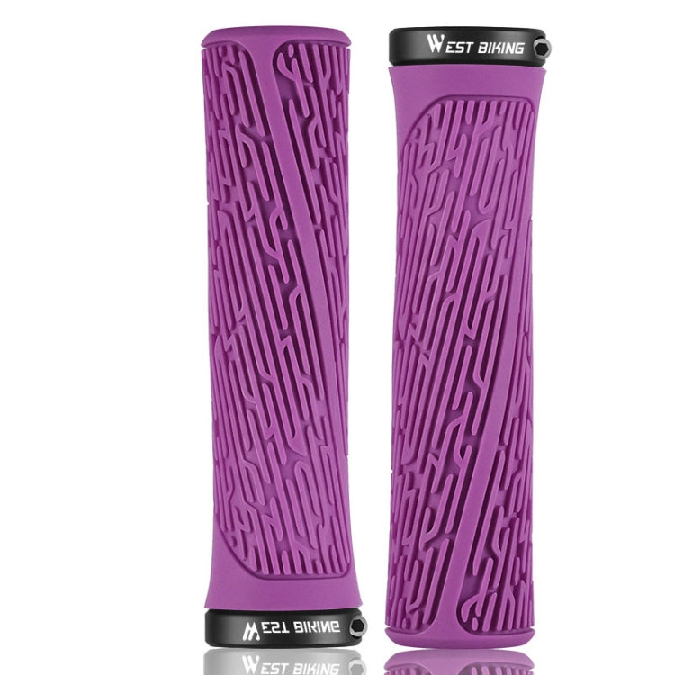 1 Pair WEST BIKING YP0804061 Bicycle Anti-Slip Shock Absorber Grip Mountain Bike Rubber Handlebar Cover(Purple) - Outdoor & Sports by WEST BIKING | Online Shopping UK | buy2fix