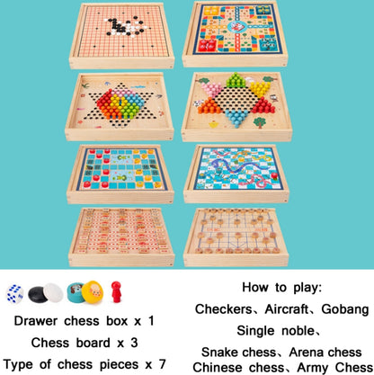 Children Wooden Multifunctional Parent-Child Interactive Puzzle Board Toy, Set Specification: 8 In 1 Chess - Table Games by buy2fix | Online Shopping UK | buy2fix