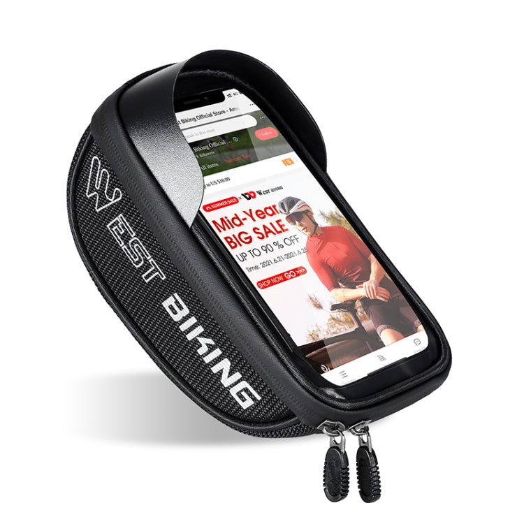 WEST BIKING Bicycle Bag Touch Screen Waterproof MTB Road Bike Handlebar Phone Bag Reflective Front Frame Bag(Black) - Bicycle Bags by WEST BIKING | Online Shopping UK | buy2fix