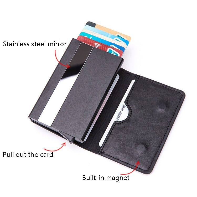 Automatic Cartridge Male Ladies Stainless Steel Credit Card Package RFID Business Card Box(Crocodile Grain Black) - Antimagnetic RFID Package by buy2fix | Online Shopping UK | buy2fix