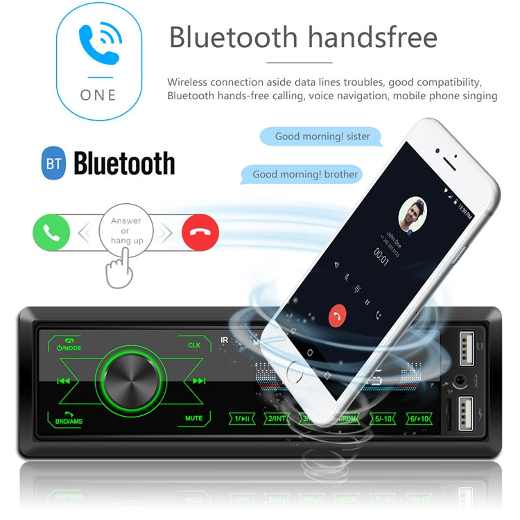 A2818 Car Bluetooth Speakerphone Car MP3 Player Function Touch Double U Disk Colorful Lights Radio, Specification: Standard - In Car by buy2fix | Online Shopping UK | buy2fix