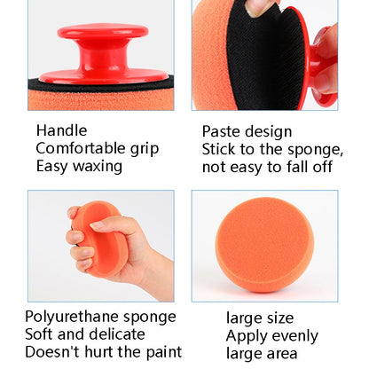 3 Sets Handle Polished Waxing Sponge Car Waxing Wash Tool(3 Handle +12 Sponge) - In Car by buy2fix | Online Shopping UK | buy2fix