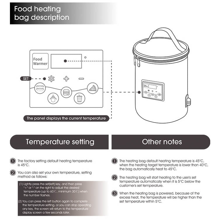 Car Outdoor Bottle Wipes Food Heating Warm Bag Temperature Adjustable Bottle Warmer (Black) - In Car by buy2fix | Online Shopping UK | buy2fix