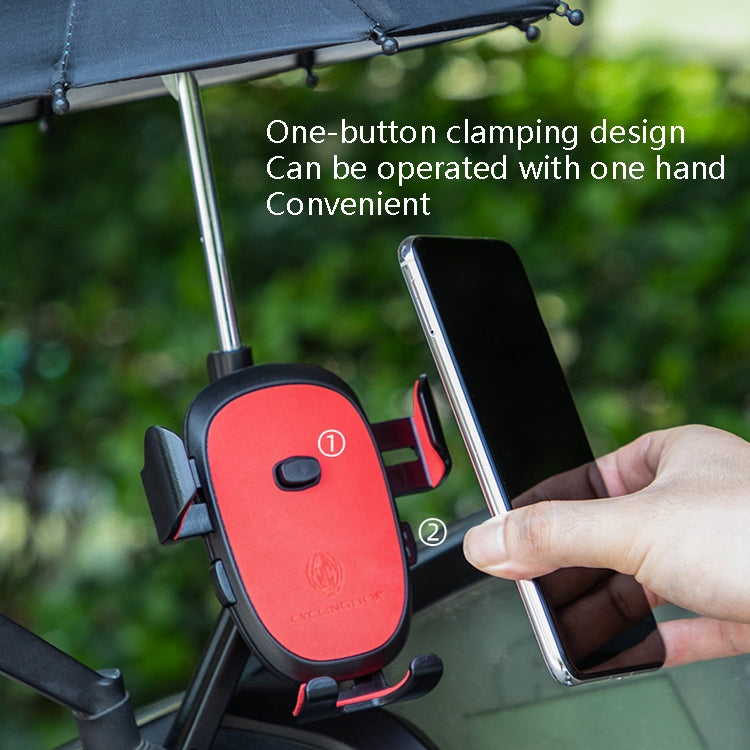 CYCLINGBOX BG-2935 Bicycle Mobile Phone Bracket With Umbrella Waterproof Navigation Electric Car Mobile Phone Frame, Style: Rearview Mirror Installation (Black) - Holders by CYCLINGBOX | Online Shopping UK | buy2fix