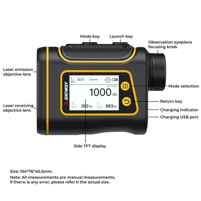 SNDWAY Rangefinder Instrument Outdoor Telescope Golf Measuring Instrument, Model: SW1500B 1500m - Laser Rangefinder by SNDWAY | Online Shopping UK | buy2fix