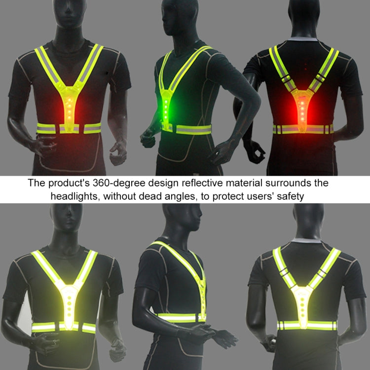 LED Reflective Vest High Stretch Outdoor Reflective Vest Traffic Safety Reflective Clothing( Green) - In Car by buy2fix | Online Shopping UK | buy2fix