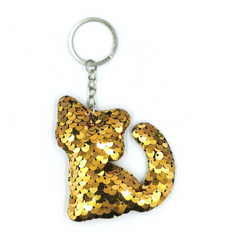 10 PCS PET Sequins Reflective Cat Keychain Bag Car Pendant, Colour: Gold - In Car by buy2fix | Online Shopping UK | buy2fix