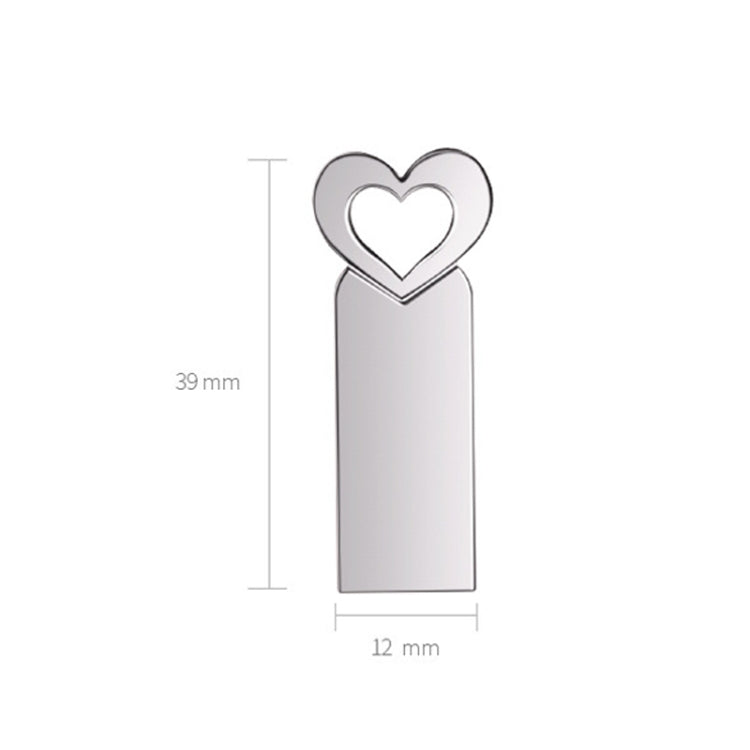 Zshqu2 Heart-Shaped USB 2.0 High Speed Metal USB Flash Drives, Capacity: 64GB(White) - USB Flash Drives by buy2fix | Online Shopping UK | buy2fix