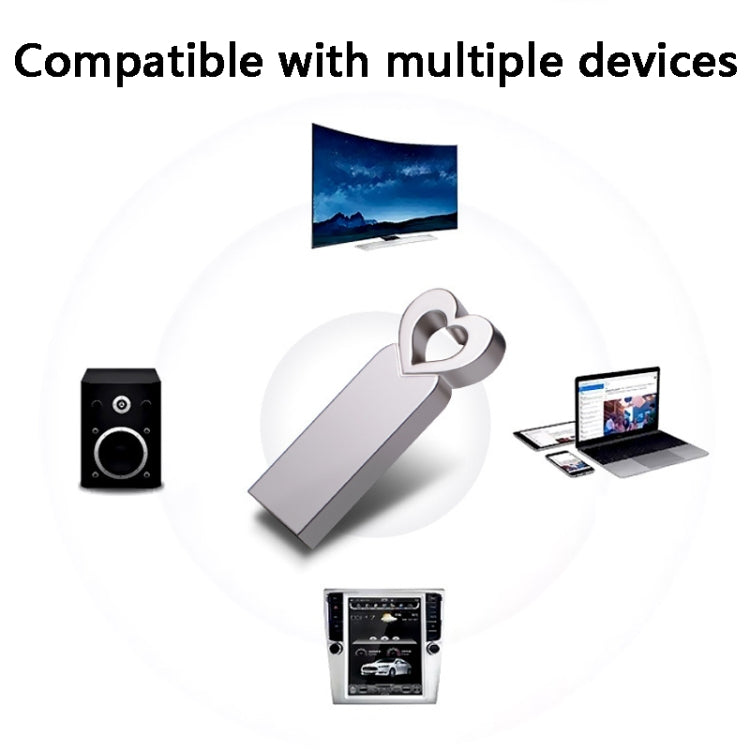 Zshqu2 Heart-Shaped USB 2.0 High Speed Metal USB Flash Drives, Capacity: 64GB(White) - USB Flash Drives by buy2fix | Online Shopping UK | buy2fix