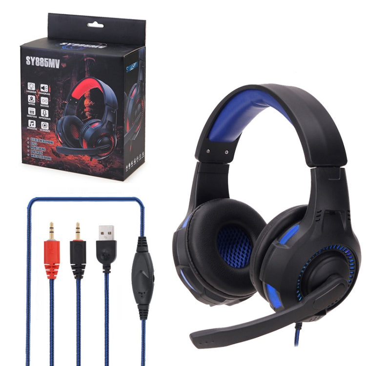 Soyto SY885MV Luminous Gaming Computer Headset For PS4 (Black Blue) - Multimedia Headset by Soyto | Online Shopping UK | buy2fix