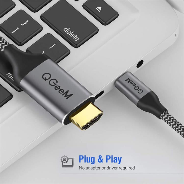 QGeeM QG-UA09 Type-C To HDMI Cable 1.8m - Cable by QGeeM | Online Shopping UK | buy2fix