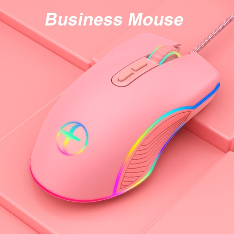 E32  7 Keys 3200 DPI Pink Girls RGB Glowing Wired Mouse Gaming Mouse, Interface: Type-C - Wired Mice by buy2fix | Online Shopping UK | buy2fix