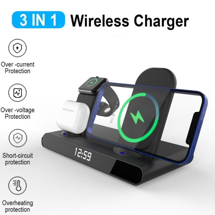 SY-011 15W Wireless Fast Charge Stand  Clock Three-in-One Folding Wireless Charger( White ) - Apple Accessories by buy2fix | Online Shopping UK | buy2fix