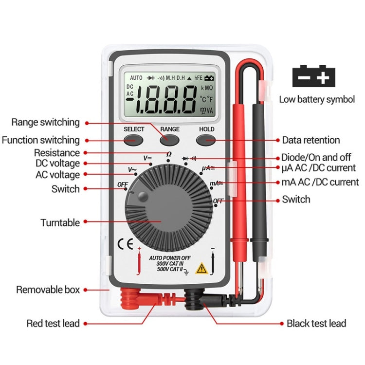 ANENG AN-101 Ultra-thin Mini Digital Display Voltage and Current Multimeter - Consumer Electronics by ANENG | Online Shopping UK | buy2fix