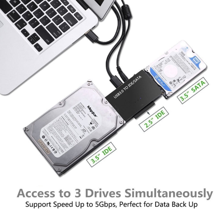 USB3.0 To SATA / IDE Easy Drive Cable Hard Drive Expanding Connector, Plug Specification: UK  Plug - USB to IDE / SATA by buy2fix | Online Shopping UK | buy2fix