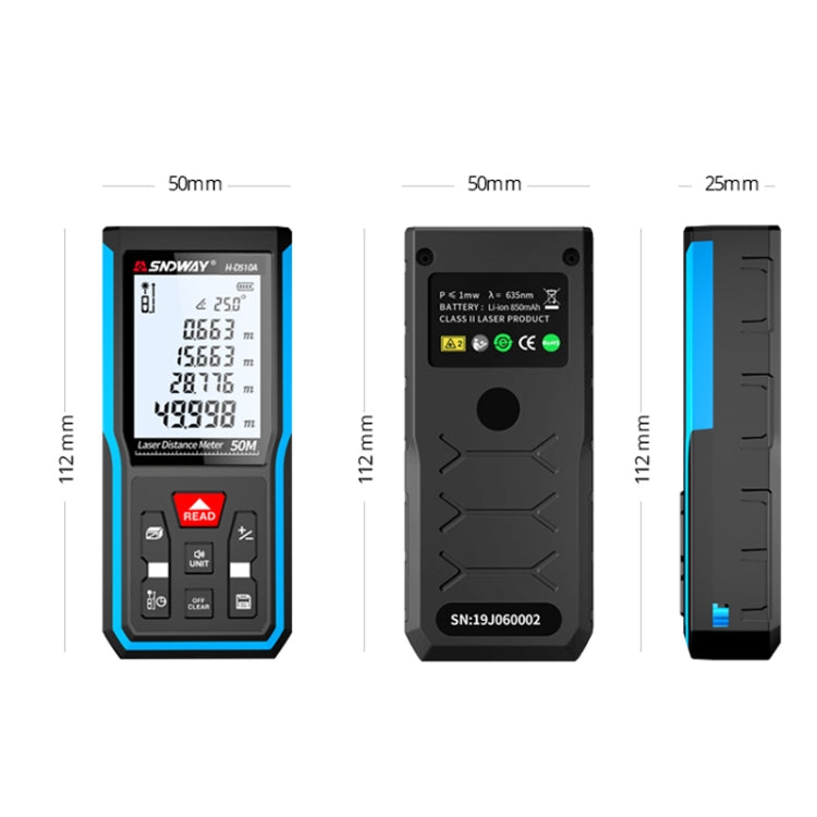 SNDWAY H-D510A Handheld Laser Rangefinder Infrared Measuring Instrument, Distance: 50m - Laser Rangefinder by SNDWAY | Online Shopping UK | buy2fix