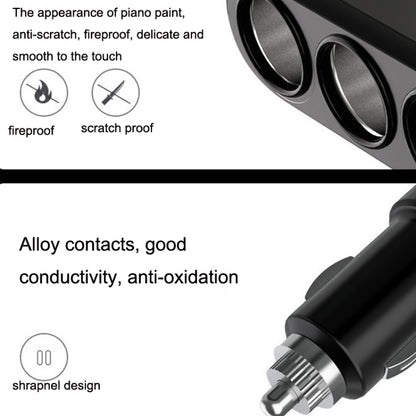2 PCS Dual USB + Type-C / USB-C 3 Hole Car Charger, Style: Bluetooth+Fast Charge Version(Black) - In Car by buy2fix | Online Shopping UK | buy2fix