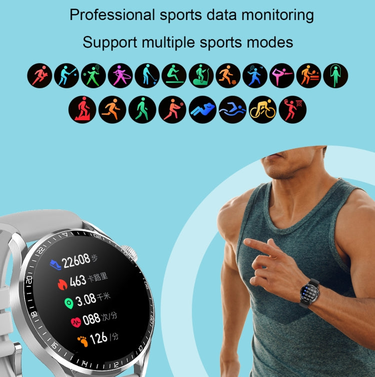 HD2 1.32 Inch Heart Rate Detection Smart Watch(Silver + Leather) - Smart Wear by buy2fix | Online Shopping UK | buy2fix