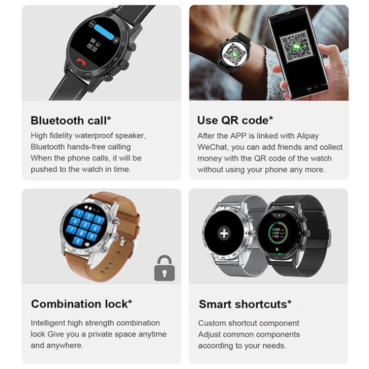 LOANIY DT70 Analog Digital Dual Display Smart Call Watch(Silver Leather) - Smart Wear by LOANIY | Online Shopping UK | buy2fix