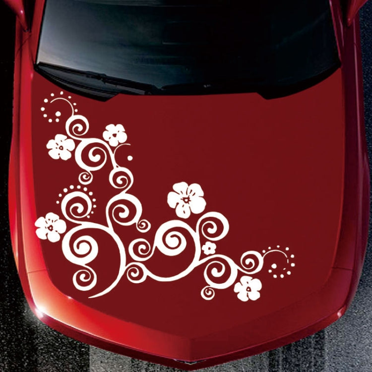 D-908 Summer Flower Totem PVC Car Hood Sticker(Blue) - In Car by buy2fix | Online Shopping UK | buy2fix