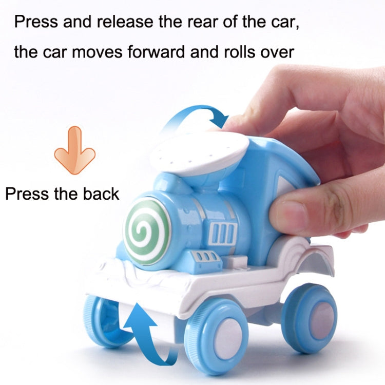 3PCS Children Press Stunt Tipping Bucket Rolling Train Toy(Blue) - Model Toys by buy2fix | Online Shopping UK | buy2fix