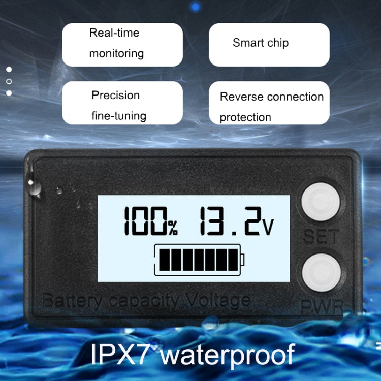 Waterproof LCD Two-wire Lead-acid Lithium Battery Digital Display Voltage Meter 8-72V (White) - Consumer Electronics by buy2fix | Online Shopping UK | buy2fix