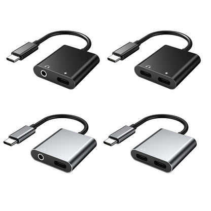 2 In 1 Type-C/USB-C PD 60W Digital Audio Adapter, Spec: Type-C+3.5mm (Silver Gray) - Type-C Adapter by buy2fix | Online Shopping UK | buy2fix