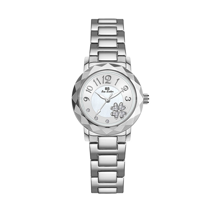 BS Bee Sister  FA1481 Flower Embellished Ladies Alloy Watch Wrist Watches(Silver) - Alloy Watches by BS Bee Sister | Online Shopping UK | buy2fix