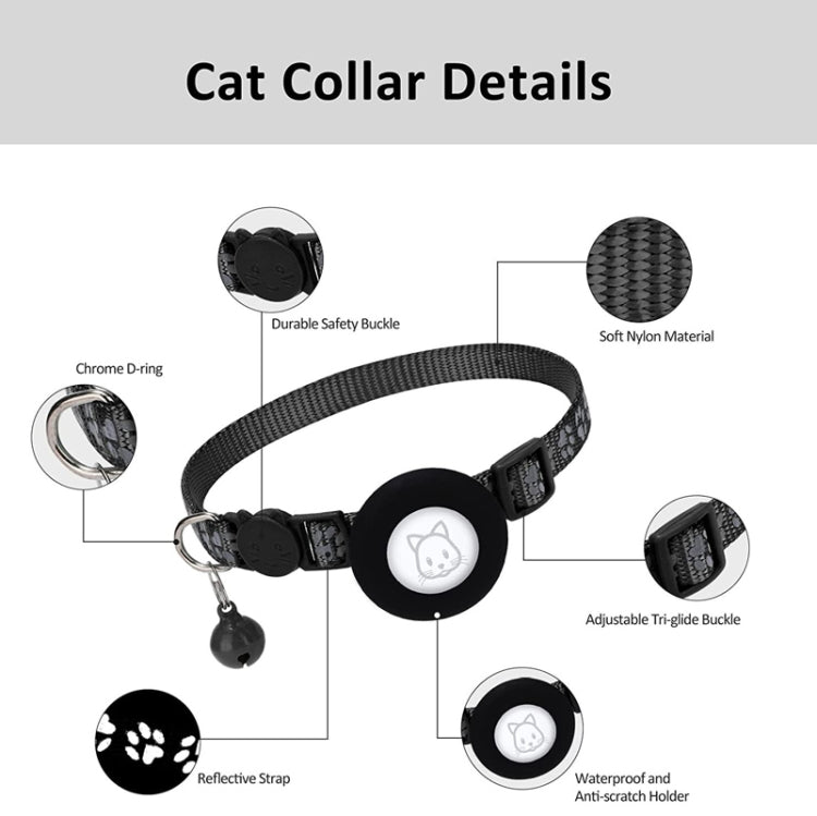 Pet Cat Reflective Collar with Bell for Airtag Tracker(Pink) -  by buy2fix | Online Shopping UK | buy2fix