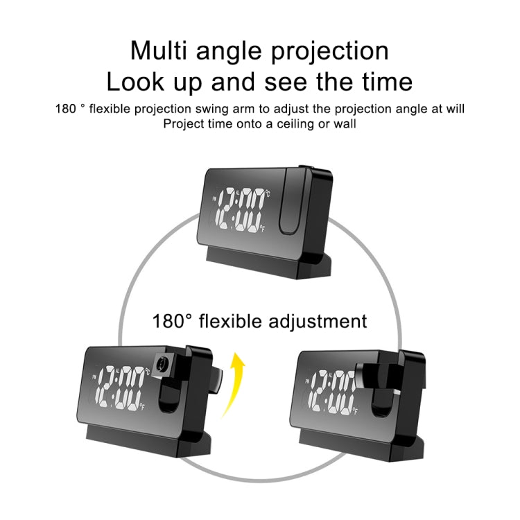 S282 Multifunctional Silent Electronic Digital Projection Clock(Black Shell Green Light) - Novelty Clock by buy2fix | Online Shopping UK | buy2fix