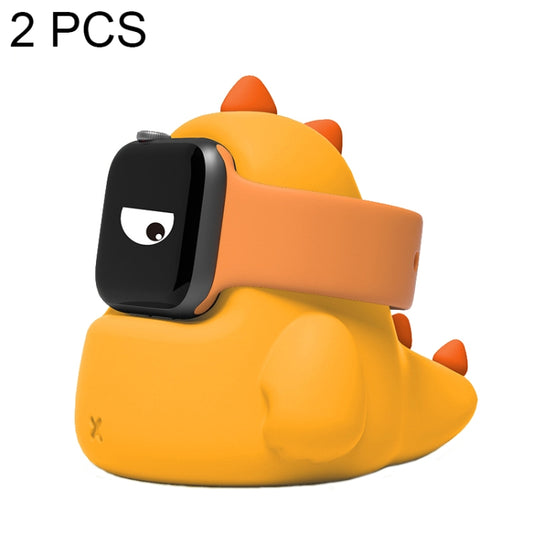 2 PCS H003 Cute Dinosaur Shaped Silicone Charging Stand without Watch For Apple Watch(Yellow) - Smart Wear by buy2fix | Online Shopping UK | buy2fix